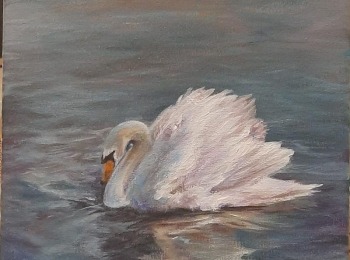 LU Lika Jarunski labud, akril na platnu 20x35 cm (2021)